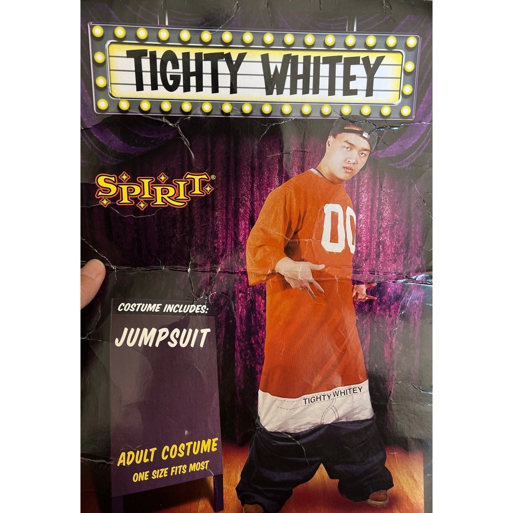 Spirit Halloween Tighty Whitey Rapper Costume Mens Orange Y2K Home Boy HipHop OS
